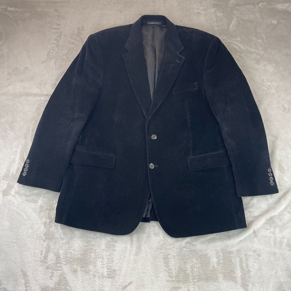Lauren Ralph Lauren Blazer Sports Coat 44R Black Corduroy 2 Button Single Breast